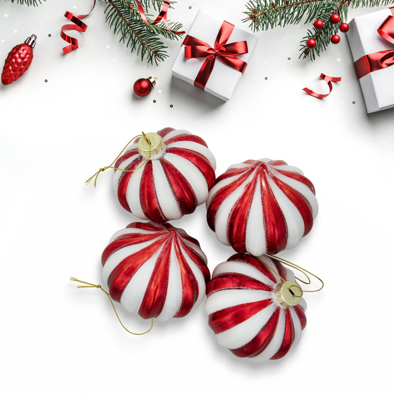 3'' Striped Glass Candy Canes Finial Ornament