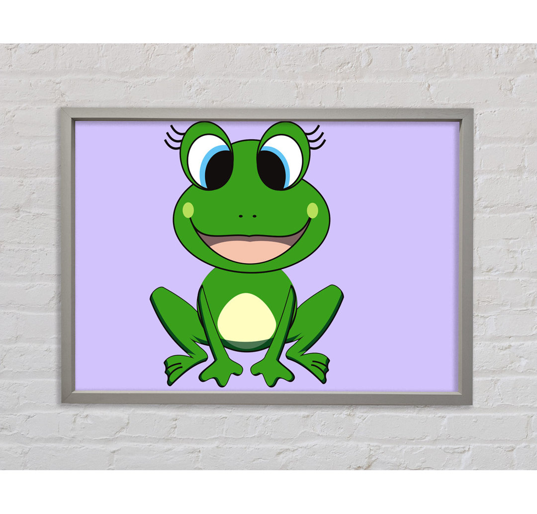 Gerahmtes Wandbild Happy Frog Ready To Leap in Hellblau