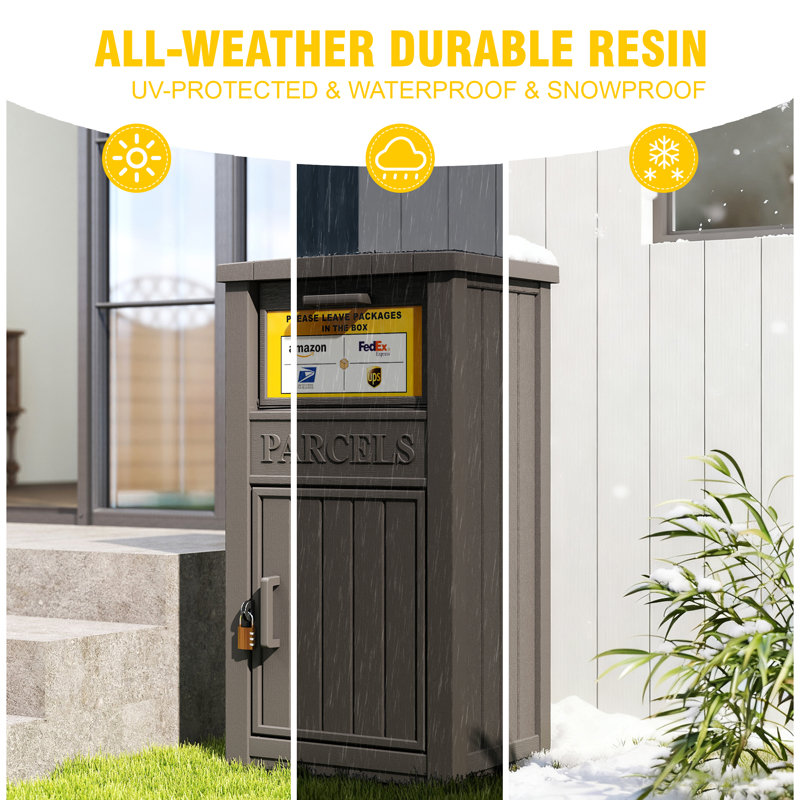 Boîte verrouillable verrouillable - Boîte de livraison en résine résistante aux intempéries pour porche, patio et bord de trottoir