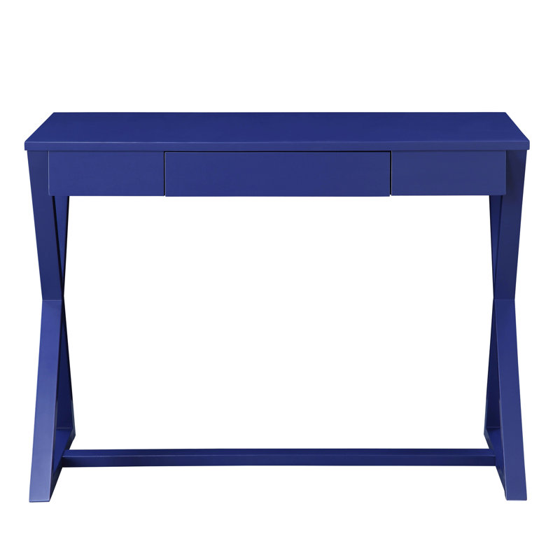 Bureau d'écriture Twilight Blue 1 avec base en X pour console de bureau efficace et tiroir