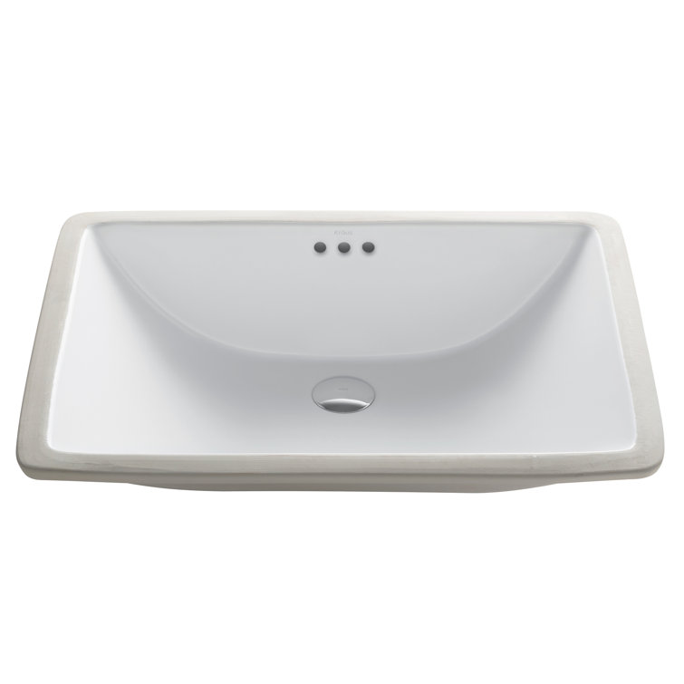 Elavo White Ceramic Rectangular Undermount Bathroom Sink