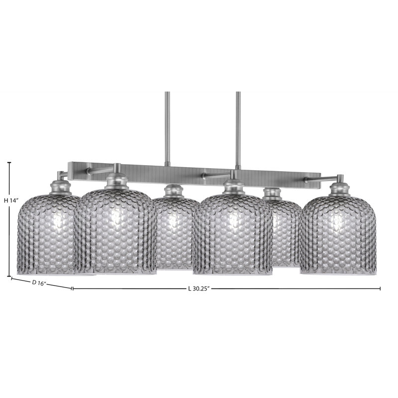 Barre d'éclairage 6 lumières Edge, Fumée, Nickel brossé