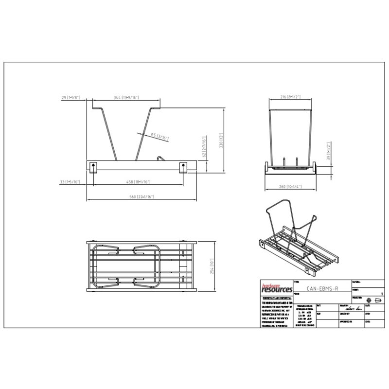 Steel Open Pull Out Trash Can, Chrome