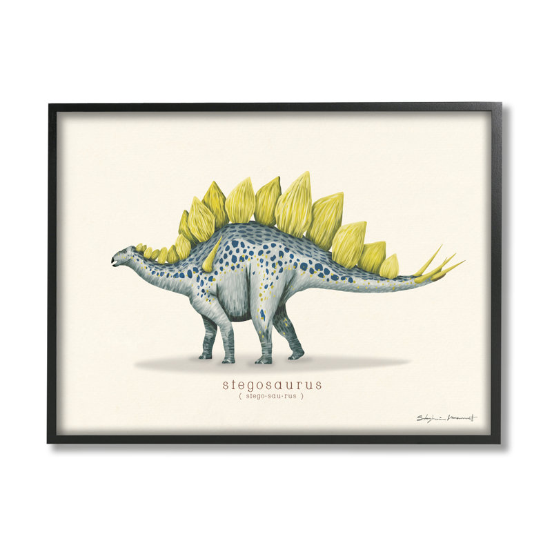 Dinosaure éducatif de stégosaure par Sally Swatland - impression, H 11 po x l 14 po x P 1,5 po, Giclée encadrée noir minuit
