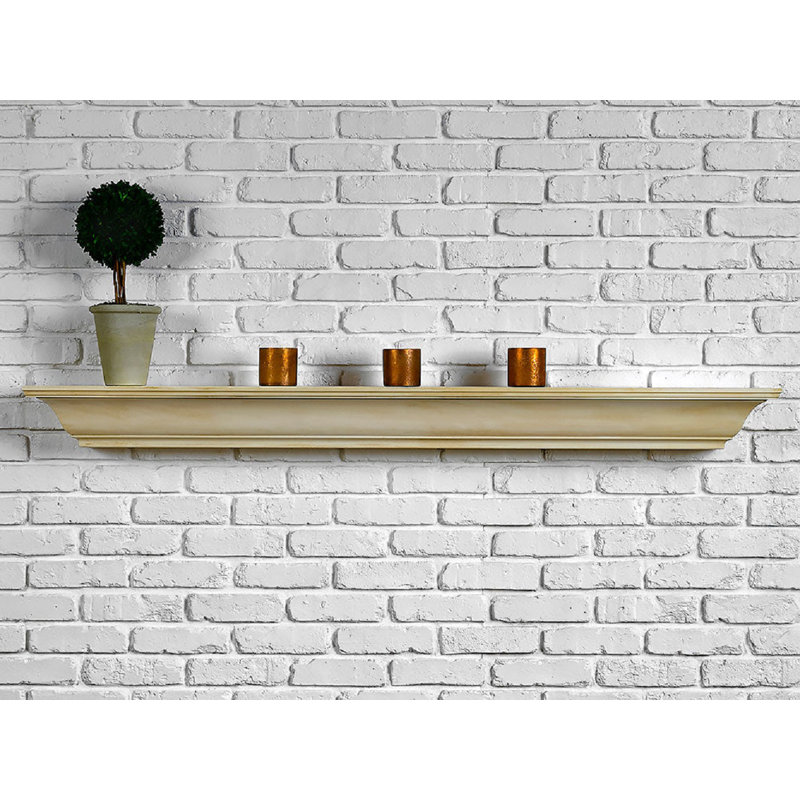 Floating Wood Fireplace Mantel Shelf, Unfinished, 60"