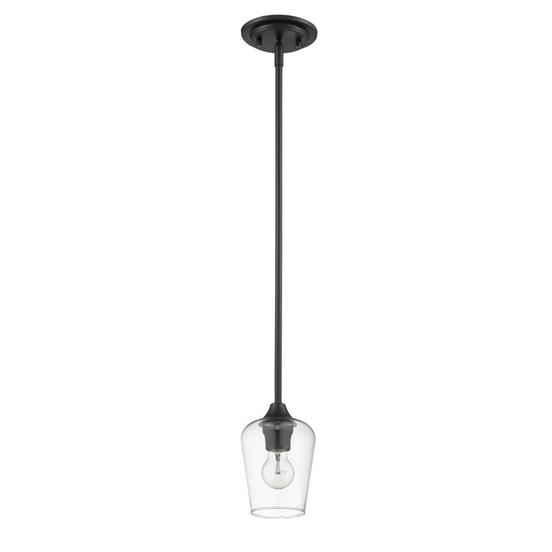 Luminaire suspendu en verre Dahlya, Noir mat, H 7,5 po x l 5,5 po x P 5,5 po