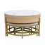 Table basse à plateau relevable moderne avec rangement et 3 repose-pieds blanc et naturel-937905281