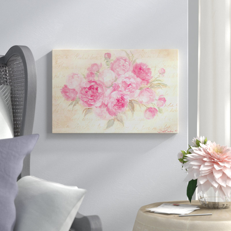 «Peony Passion», reproduction sur toile, H 18 po x l 26 po x P 1,5 po, Toile avec cadre noir, Pas de tapis