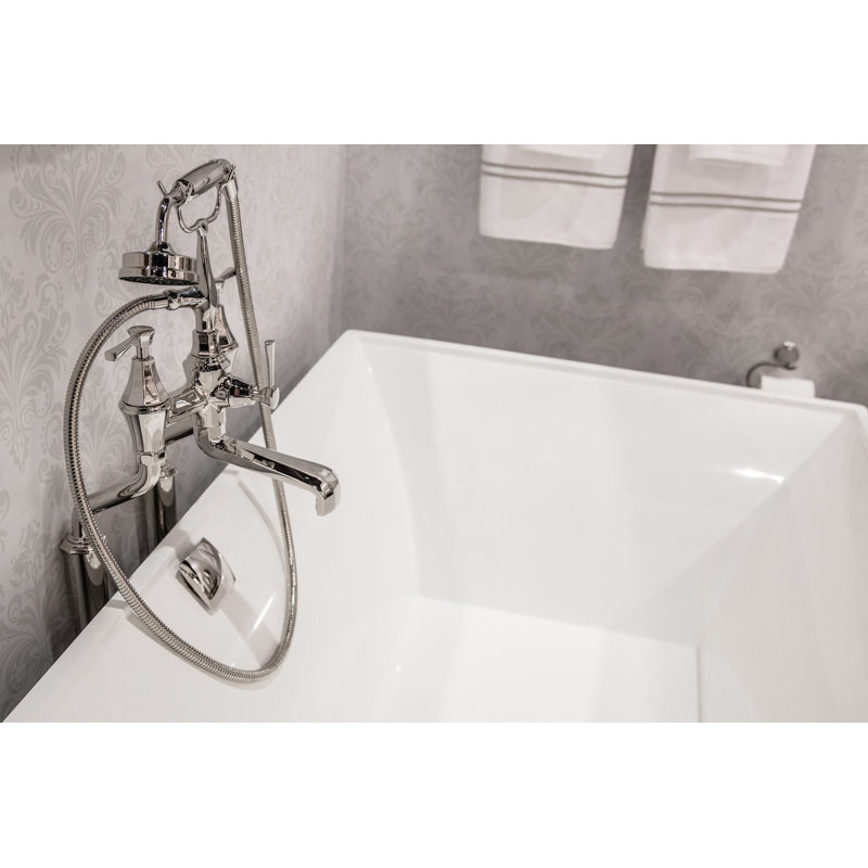 Deco Exposed Floor Mount Tub Filler, Lever Handle, Polished Chrome