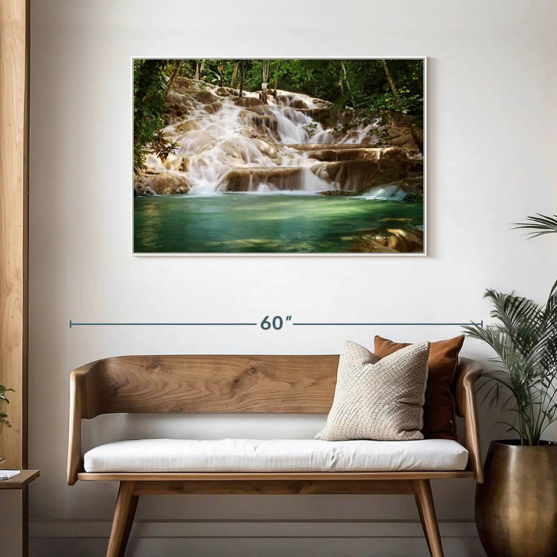 Dunn's River Falls, Cadre flottant blanc, 43 po x 29 po