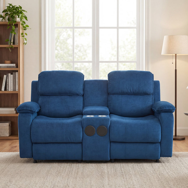 Canapé inclinable électrique, causeuse électrique double avec console de rangement, haut-parleurs et porte-gobelets Bluetooth, siège de cinéma maison