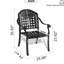 Chaise de patio de 4 pièces en fonte d'aluminium, coussins bleus à structure noire, moulage traditionnel à motif de pétales, thermolaquage et résistance à la corrosion, siège confortable, rangement facile et empilable, protection contre le soleil