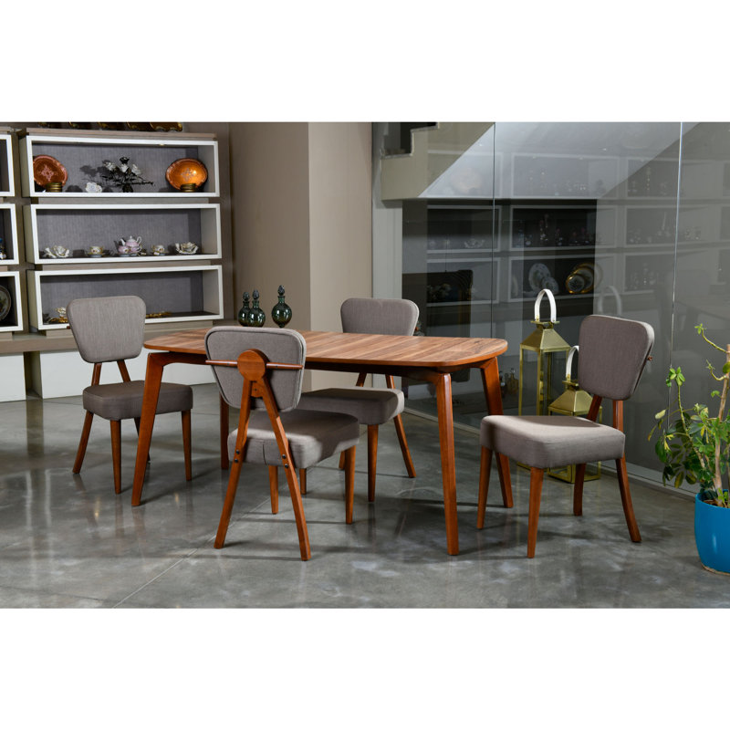 Ensemble repas pour quatre personnes, Noyer / Brun