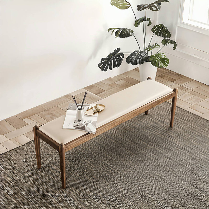 Banc rembourré Naija, Beige, H 17,32 po x l 59,05 po x P 15,74 po