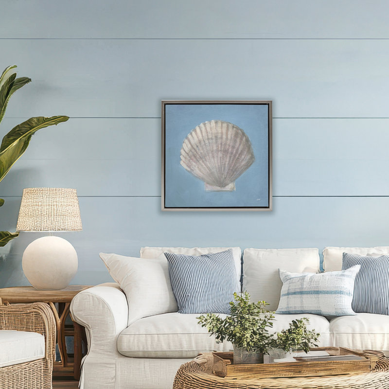 Cadre flottant Soft Sea Clam Shell, design par Julia Purinton, H 25 po x l 25 po, Cadre flottant gris lustré