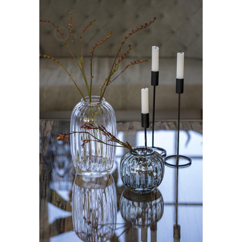 Primula Handmade Glass Table Vase, Clear, 10" H x 6.1" W x 6.1" D