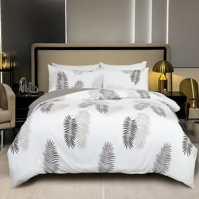Microfiber Striped Duvet Cover Set with Pillowcases