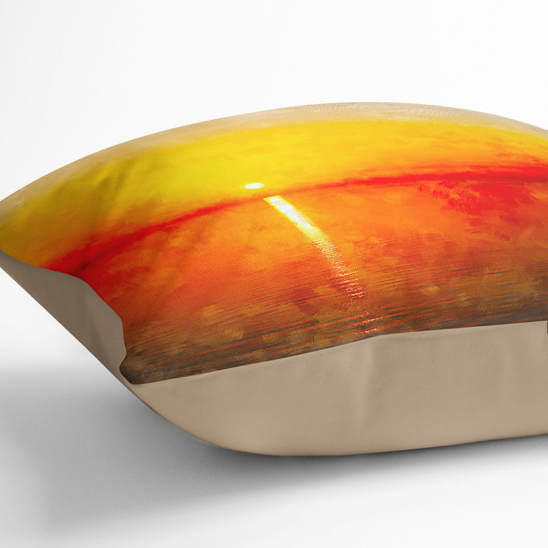 Reflection of an Sunset Painting Cushion with Filling, 55cm H x 55cm W x 20cm D, Stone