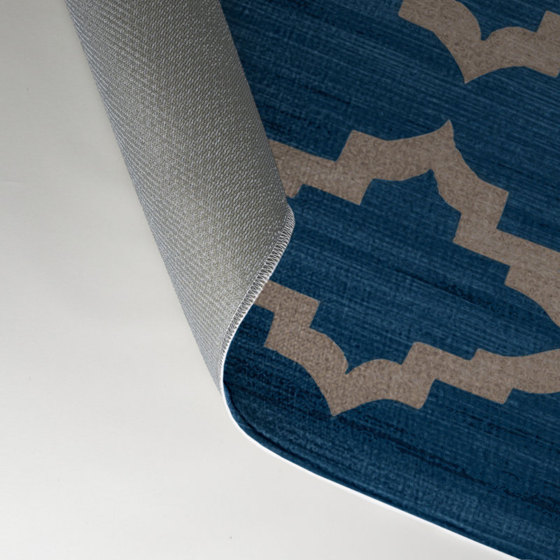 Tapis bleu intérieur et extérieur Trellis, Rectangulaire 3 pi x 5 pi