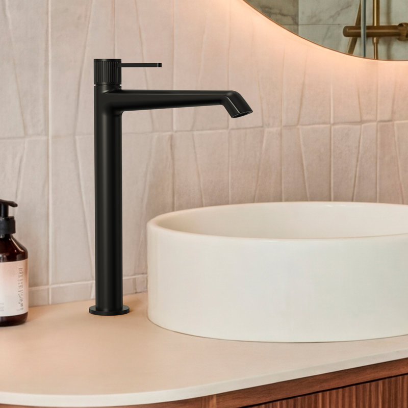 Robinet de salle de bain à un trou avec ensemble de drain, robinet de lavabo de salle de bain à poignée simple, Noir mat