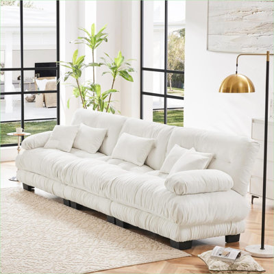 Canapés modulaires | Canapé modulaire à 3 places pour salon et bureau | Chenille | Blanc neige