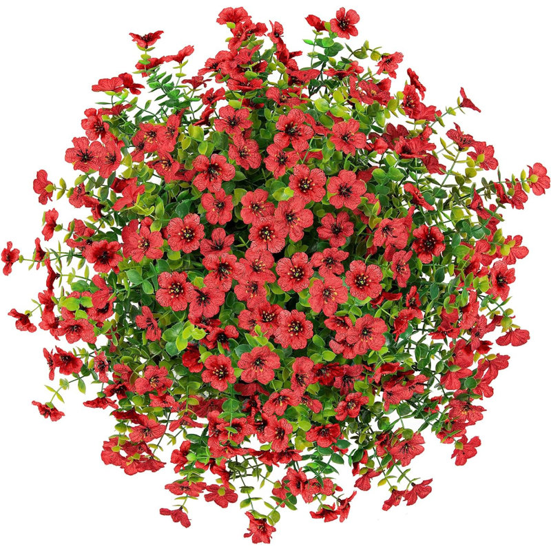 Panier de fleurs artificielles artificielles pour l'été, Rouge