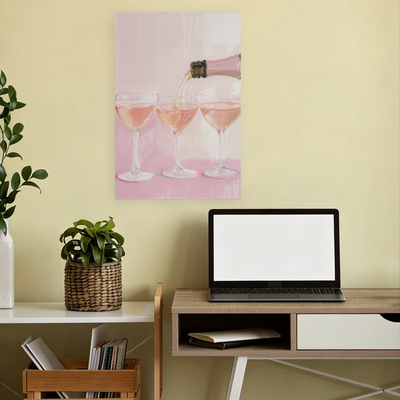 «Versing Pink Champagne Elegant Contemporary Rose», reproduction d'art murale, 18" H x 12" W