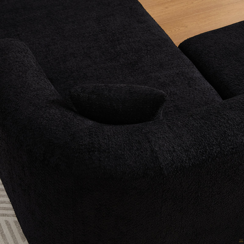 Canapé modulaire de luxe à dossier incurvé 109,4 po, Face à la droite, Noir