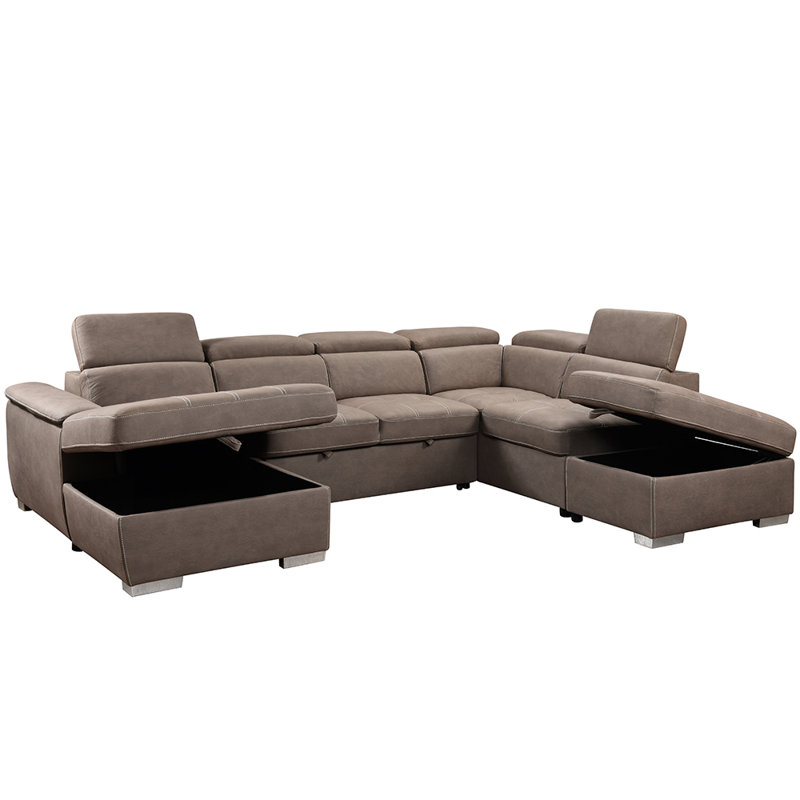 Canapé modulaire 3 pièces Autenberry, Similicuir brun