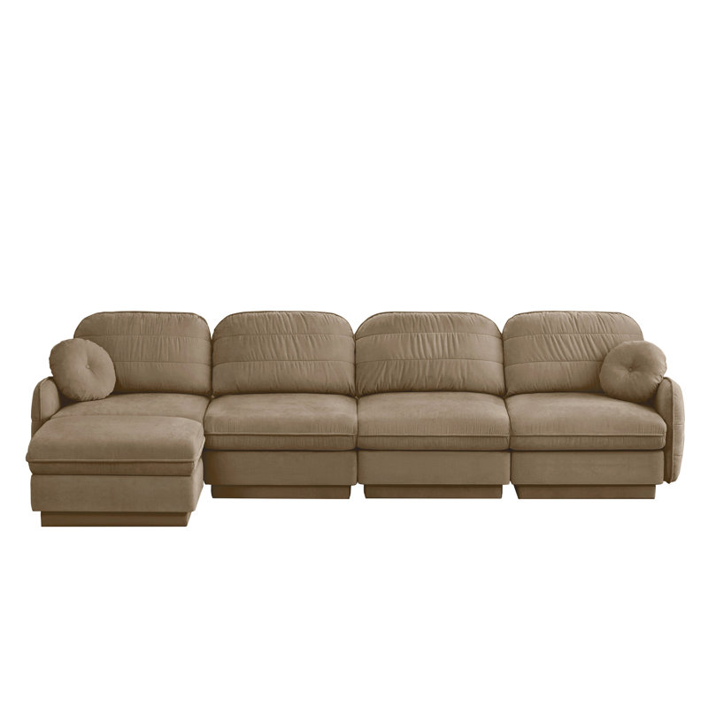 Canapé en L Chenille Cloud, L 73,2 po, Chenille café clair