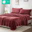 Drap simple bourgogne de taille simple 3 pièces, doux et relaxant, 100%, brossé deux fois, finition veloutée lisse, drap plat, taie d'oreiller ajustée, drap pour matelas de 16 po, entretien de la machine,