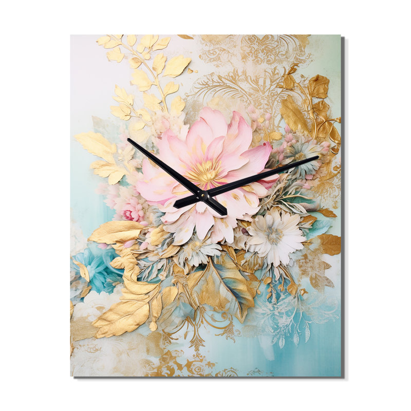 Gilden - Illustration rétro de lis roses - Horloge murale rétro Lily, Très grand