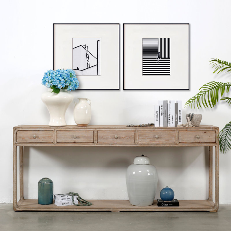 Ming 83.86'' W Solid Wood Console Table