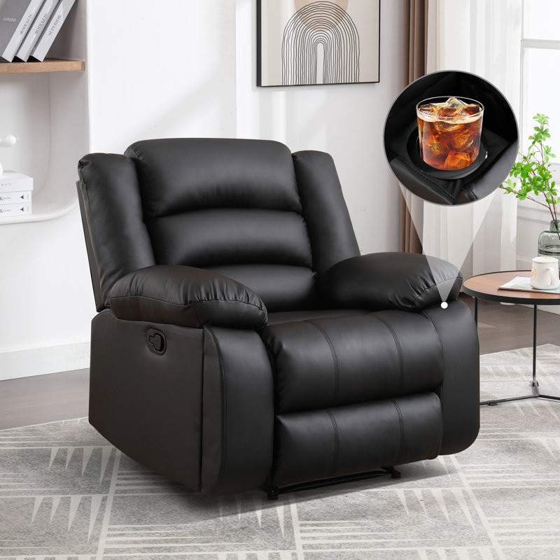 40.16" Wide Faux Leather Home Theatre Individual Seat with Cup Holder (Set of 3)