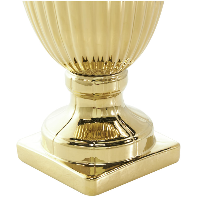 Grands pots décoratifs en céramique avec rainures, Or, H 25,1 po x l 9,55 po x P 9,6 po