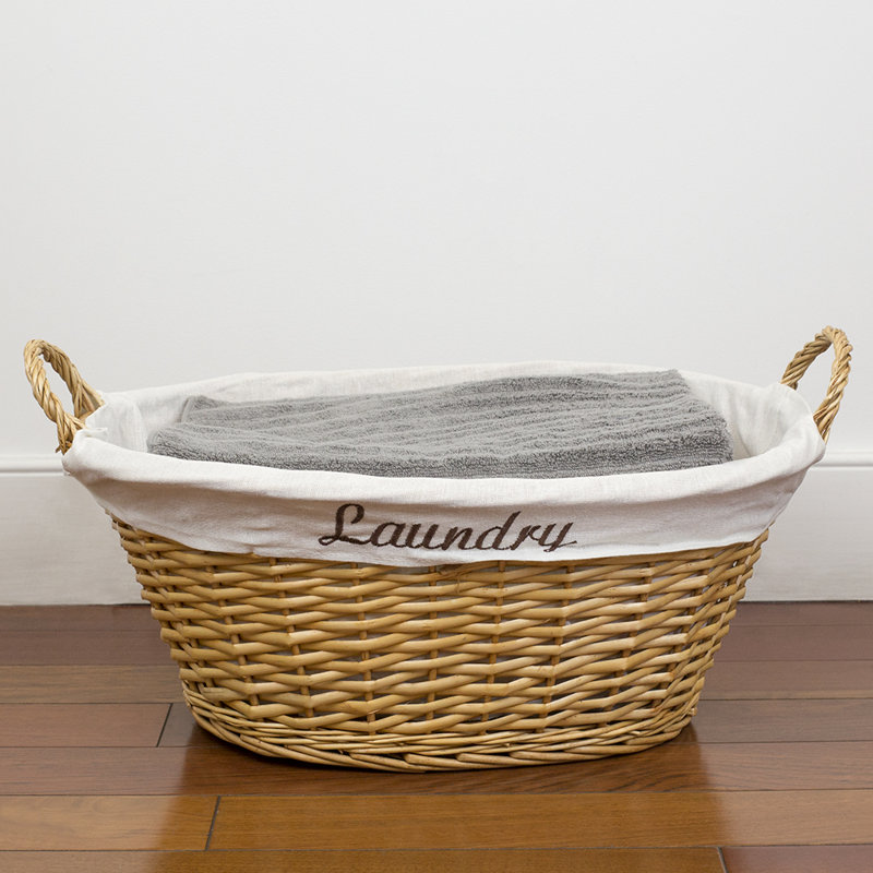 Wicker Laundry Basket with Handles, Natural