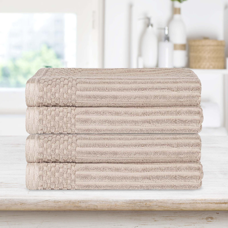 Ribbed Cotton Absorbent Heavyweight Bath Towel, Ivory