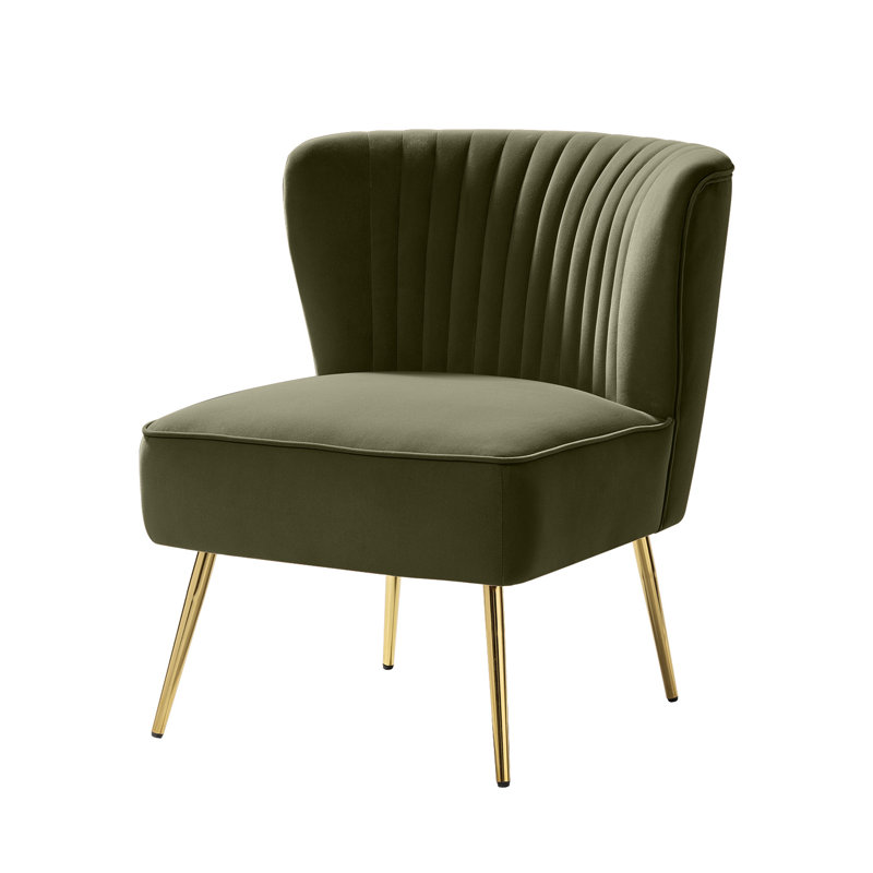 Leona Velvet Accent Chair with Metal Legs, Polyester bleu ardoise