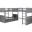 Lit simple superposé simple avec mezzanine, deux tiroirs, gris