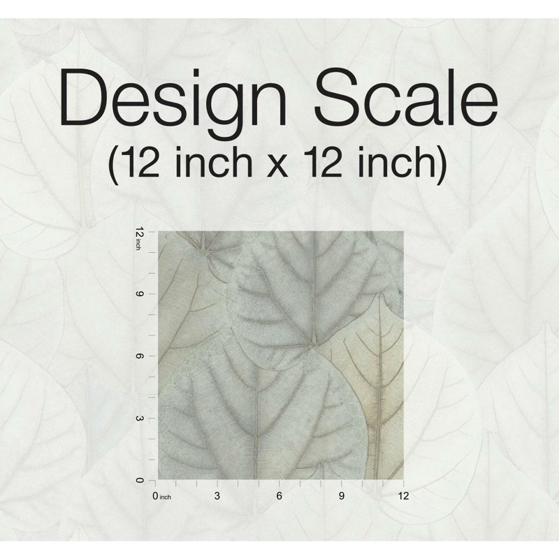 Rouleau de papier peint L 27 pi x l 27 po Leaf Concerto, Bleu / taupe