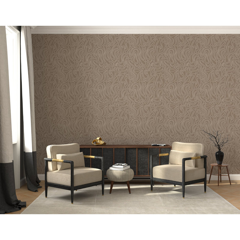 Aire - Taupe Wallpaper by Sabrina Yvonne, Deep Taupe, Faux Grasscloth, Non-pasted