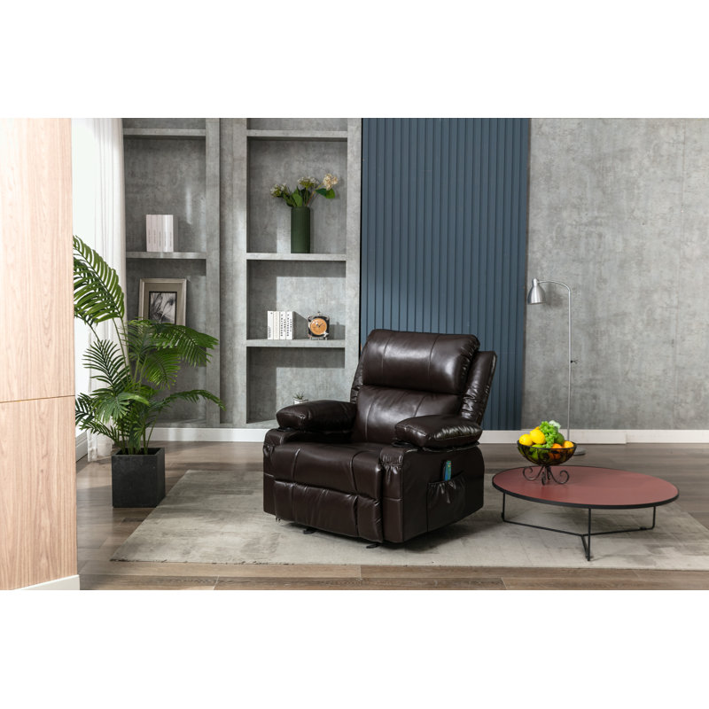 Fauteuil inclinable en cuir Gerede, Similicuir brun