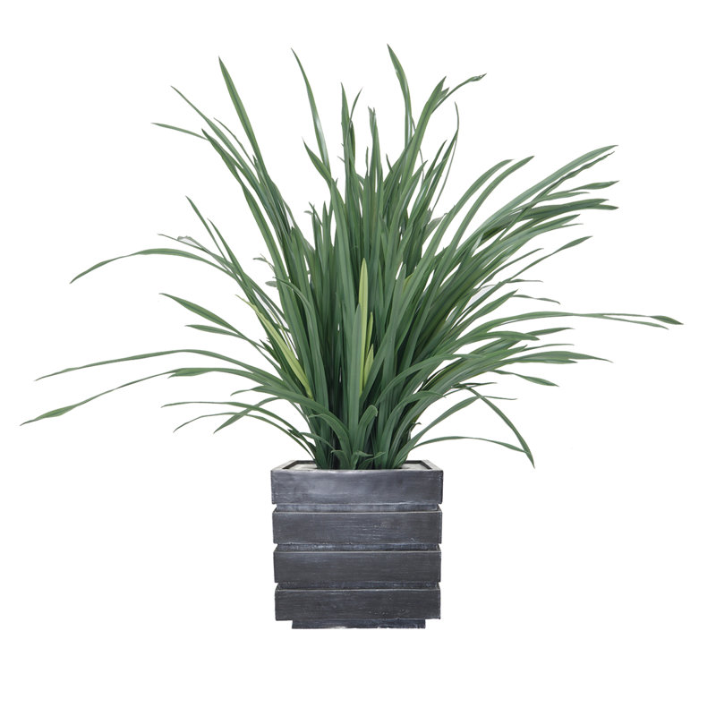 Herbe artificielle 42 po en pot de citronnelle, Gris