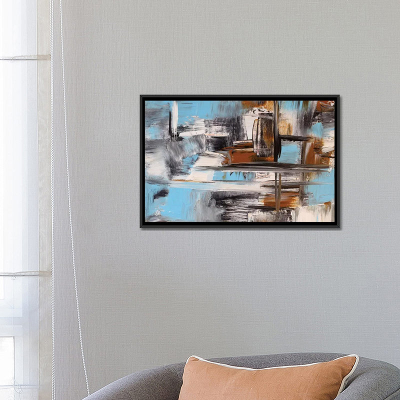 « on the lake », reproduction sur toile, H 40 po x l 60 po x P 1,5 po, Toile avec cadre noir, Pas de tapis