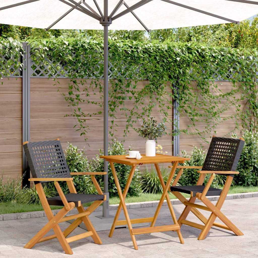 Vidaxl 3-Tlg. Bistro-Set aus Polyrattan und Massivholz