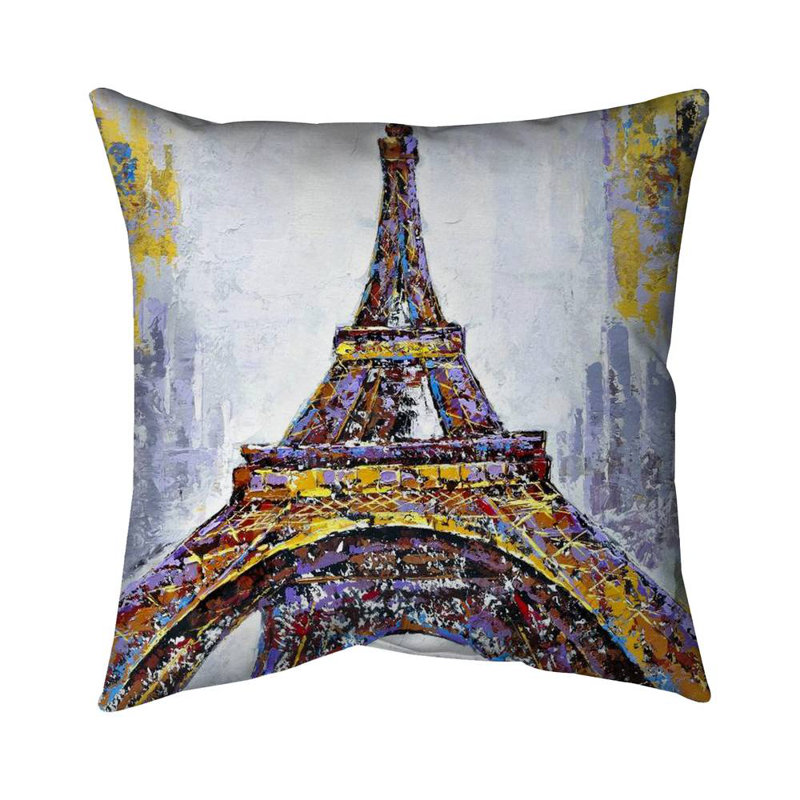 Paint Splash Eiffel Tower Square Pillow Cover & Insert, 26x26, Polyester/Polyfill