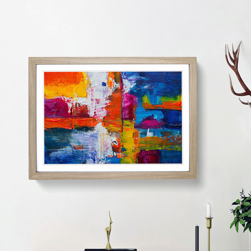Abstract Art Painting Vol.443 by S.Johnson - Framed Print, Oak Framed, 36cm H x 48cm W x 2cm D