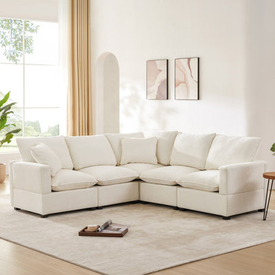 86*86" Modern L Shape Modular Sofa, 5 Seat Chenille Sectional Couch Set With 2 Pillows Included, Freely Combinable Indoor Funiture For Living Room, Apartment, Office