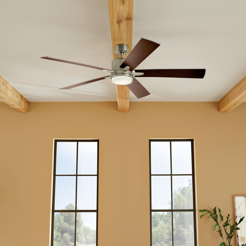 Lucian 60'' Ceiling Fan with LED Lights, Brushed Nickel/Walnut/Silver