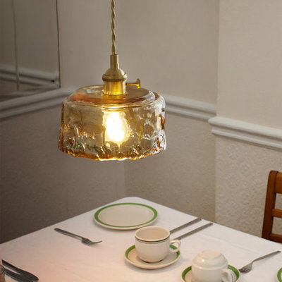 Elegant Amber Glass Cute Mini Pendant Light For Dining Room Kitchen Island Adjustable Hanging Light Fixture for bedroom living room